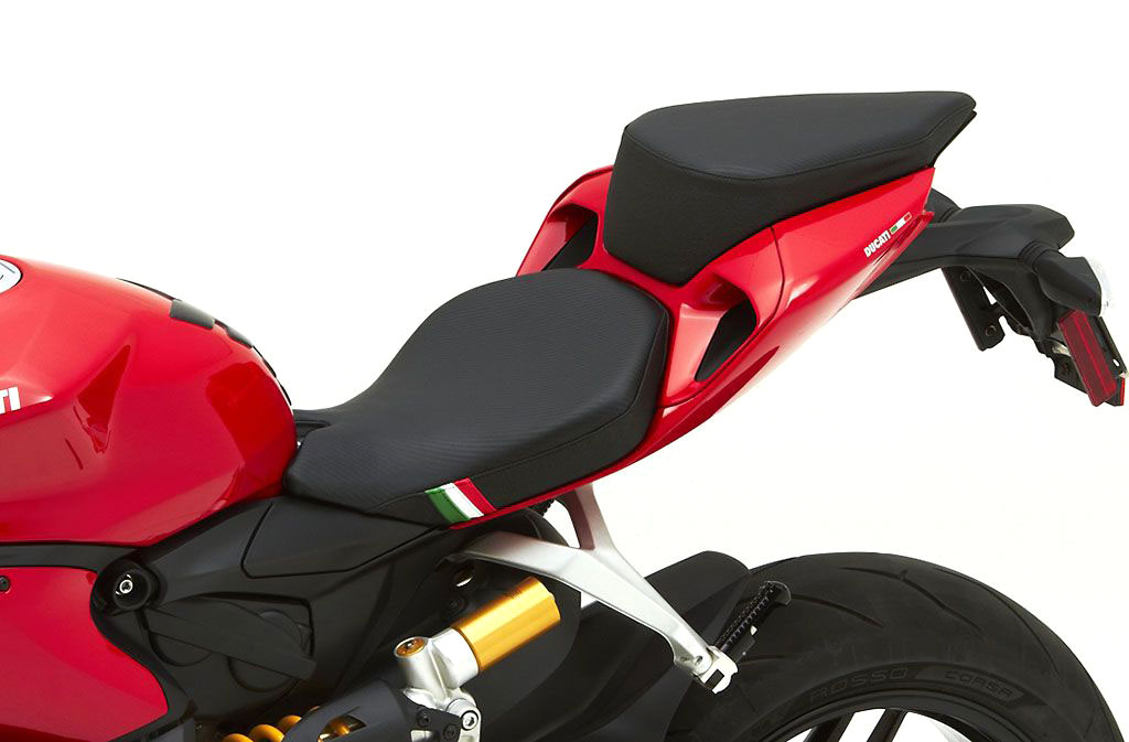 BLACK & RED CUSTOM FITS DUCATI PANIGALE 1199 FRONT RIDER LEATHER SEAT COVER 