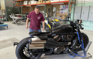 Vince working on 2021 HD 1250 Sportster S accessories.