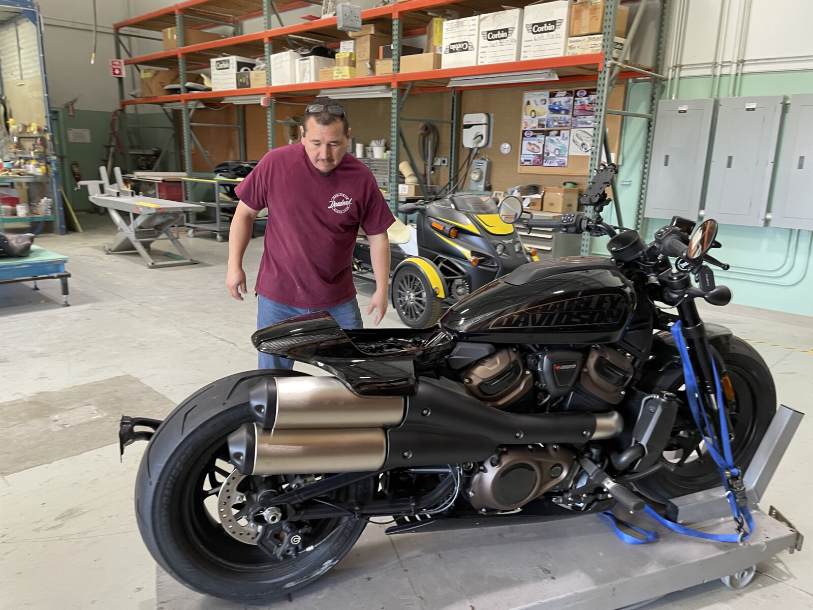 Vince working on 2021 HD 1250 Sportster S accessories.